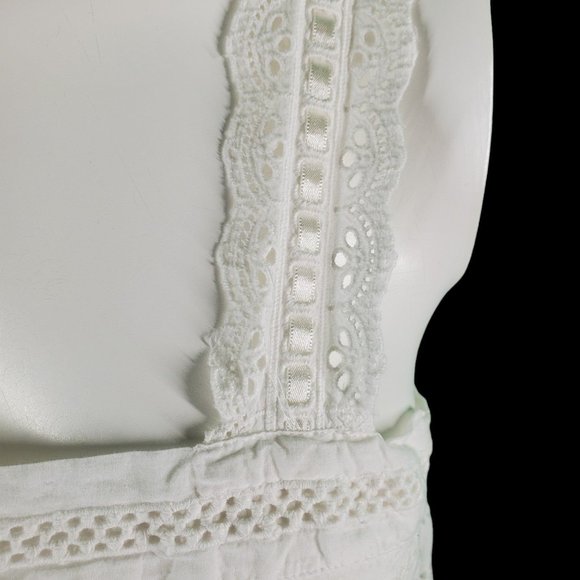 TopShop Boho Eyelet Lace Trim Overly Crochet Cotton Sundress White Sz 6 - Picture 7 of 13